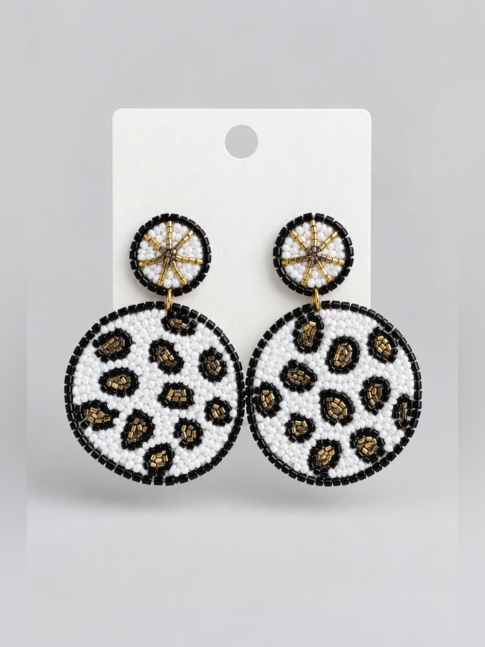 Snow Polka Dot Beaded Earrings